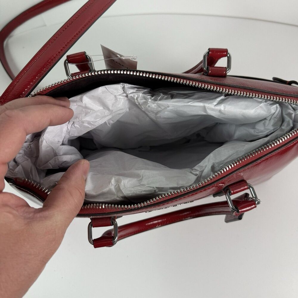 NWT Coach Georgia Satchel Bag Silver/Red CV942 NWT - Picture 8 of 16